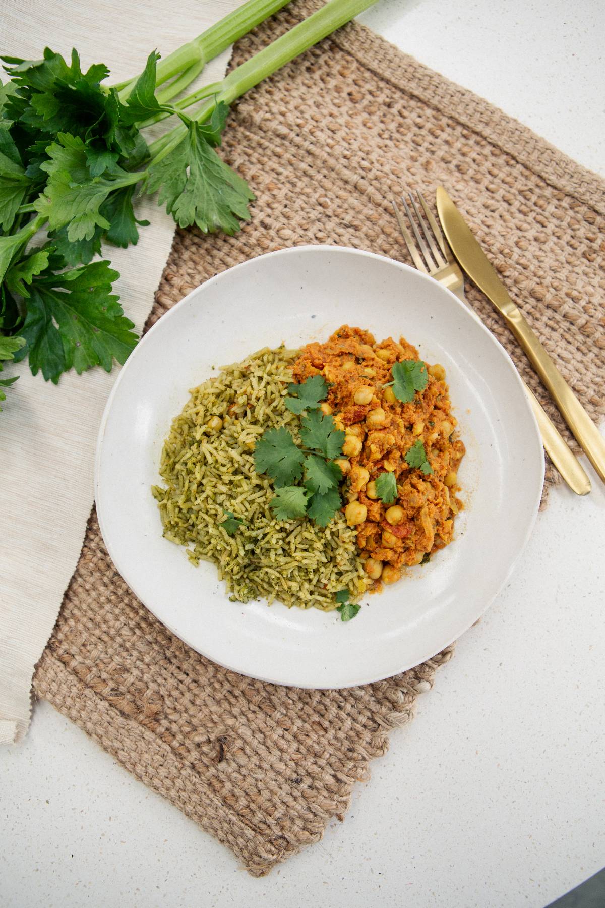 Chickpea Tikka Masala with Green Rice