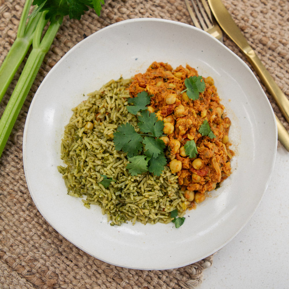 Chickpea Tikka Masala with Green Rice